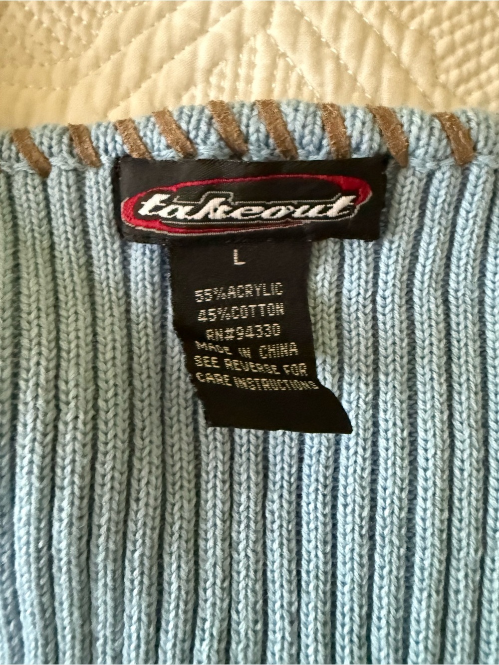 Blue Ribbed Lace-Up Tank Top - Picture 3 of 3